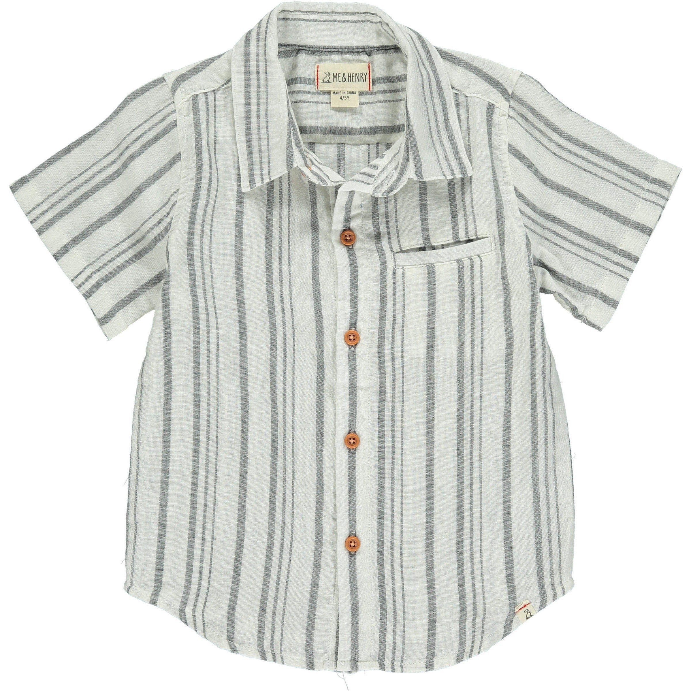 Me & Henry Newport Charcoal/Cream Woven Shirt