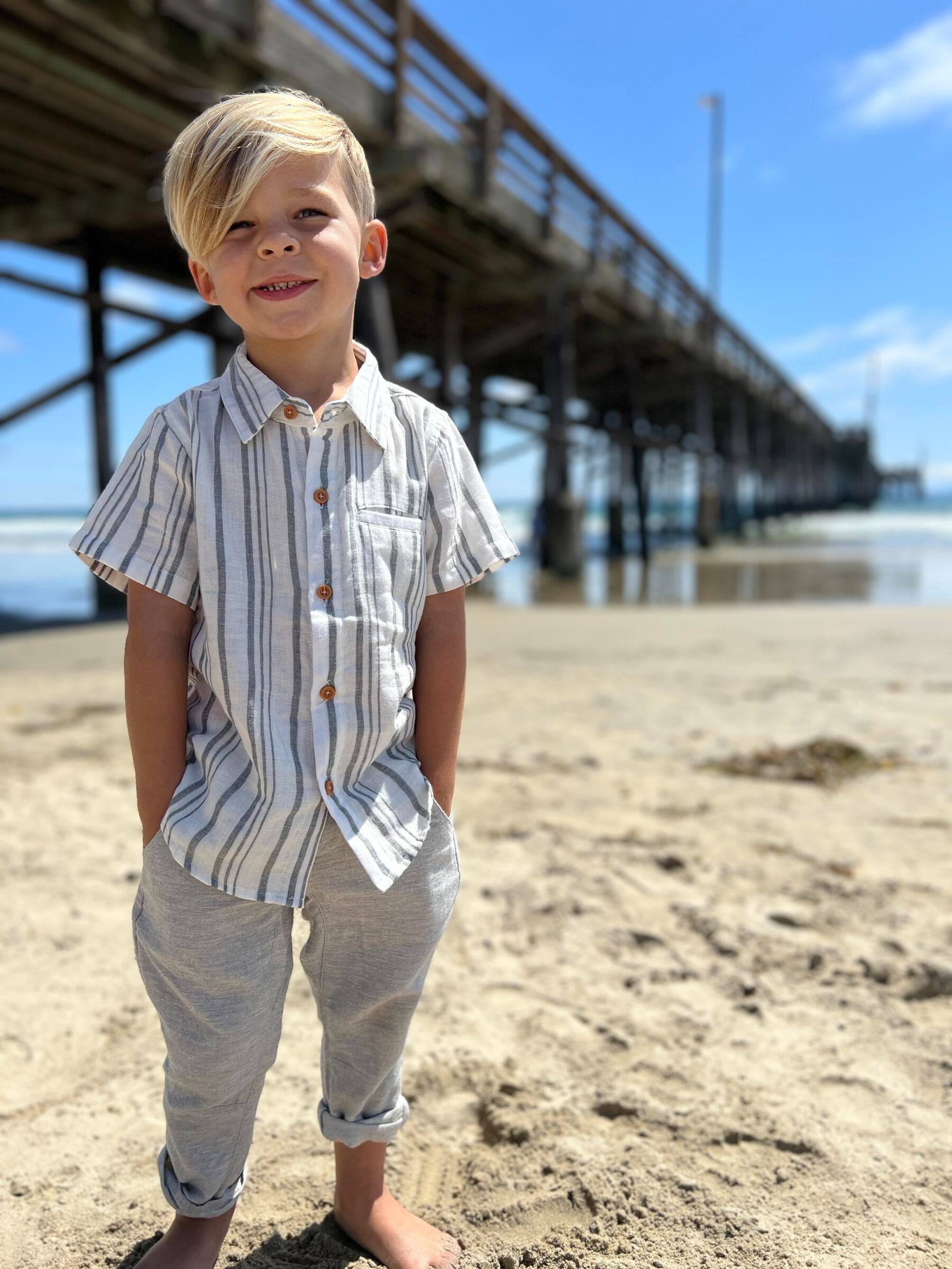 Me & Henry Newport Charcoal/Cream Woven Shirt