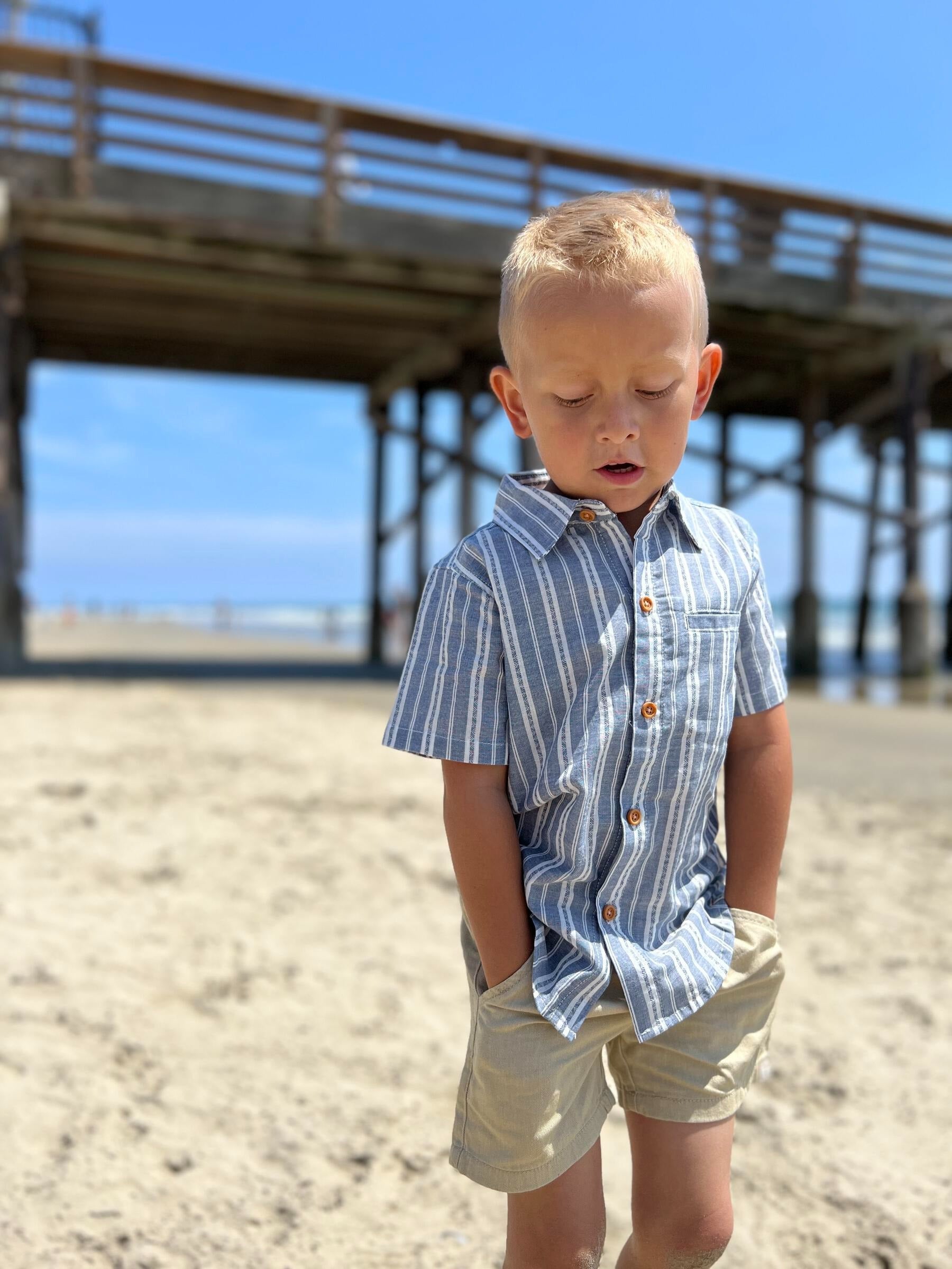Me & Henry Newport Blue/White Striped Woven Shirt