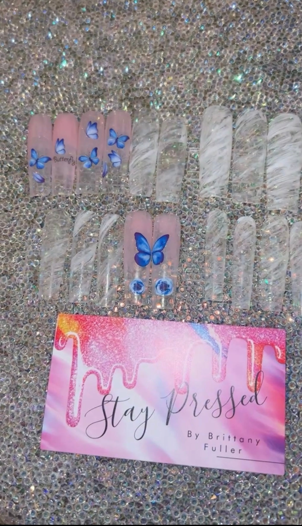 Butterfly Marble Press On Nails