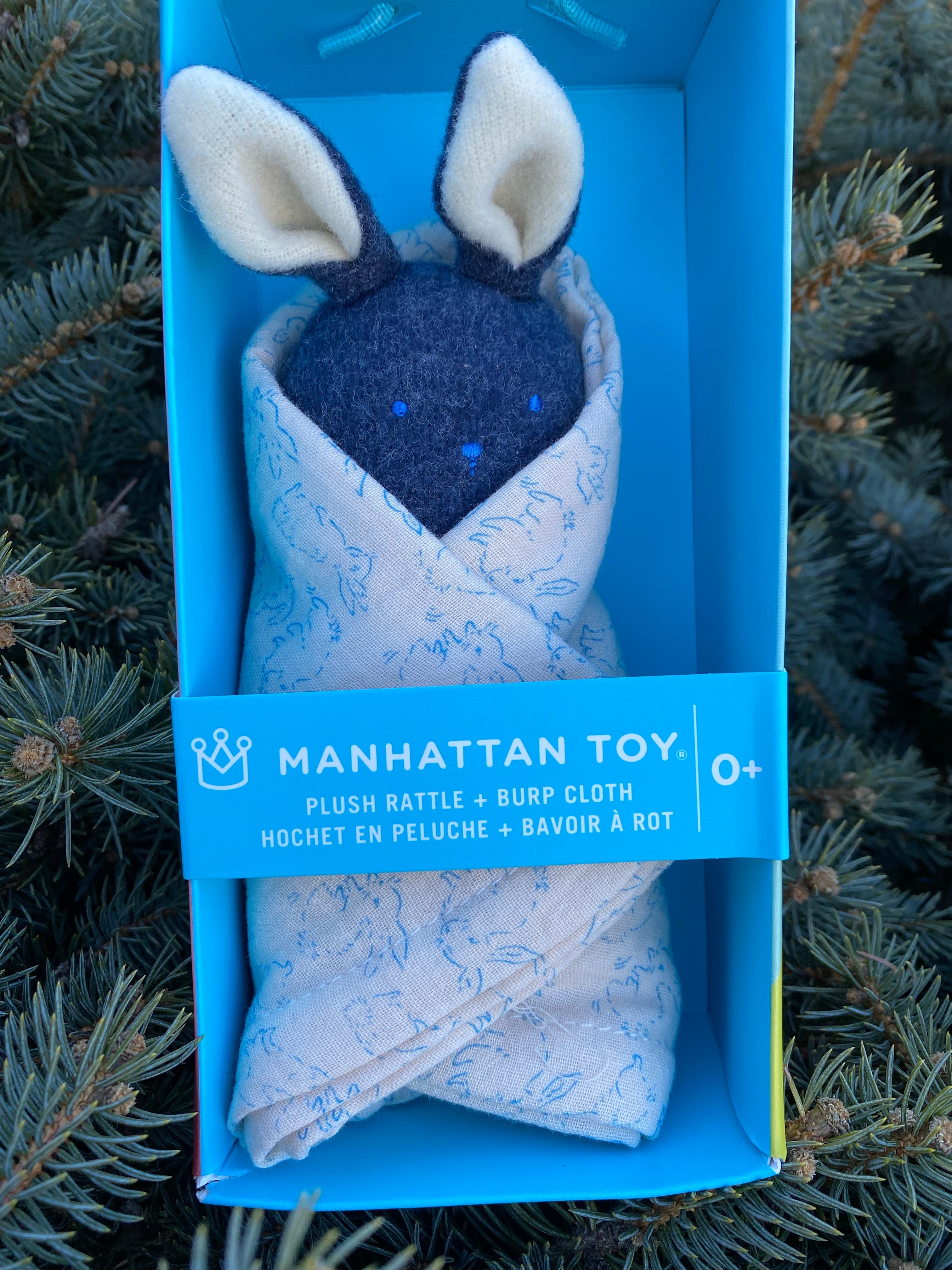 Bunny Rattle and Burp Cloth